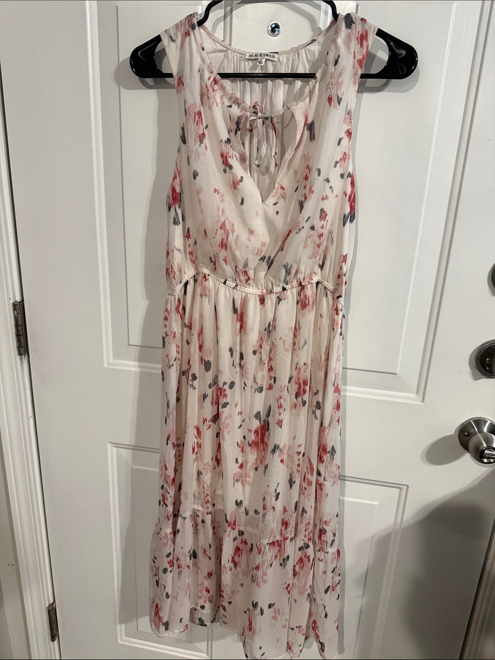 Black Swan Cream Floral Tie-Front Midi Dress